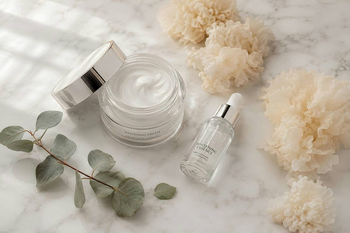 clean beauty botanical skincare formulation process showing cold-pressed oils and traceable plant sources